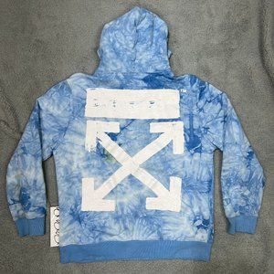 Off White Hoodie Women Medium Blue White Tie Dye Sweatshirt Fleece 2013 Virgil 1